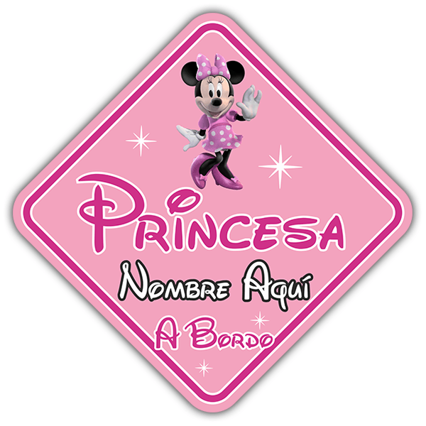 Car & Motorbike Stickers: Princess on Board Personalised in Spanish
