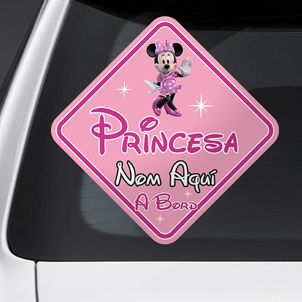Car & Motorbike Stickers: Princess on Board Personalised in Catalan