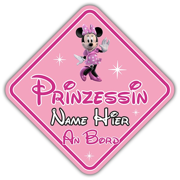 Car & Motorbike Stickers: Princess on Board Personalised in German
