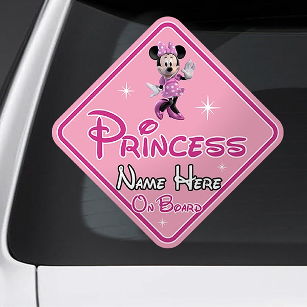 Car & Motorbike Stickers: Princess on board personalized - english