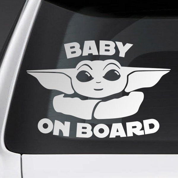 Car & Motorbike Stickers: Baby Yoda on board - English 0