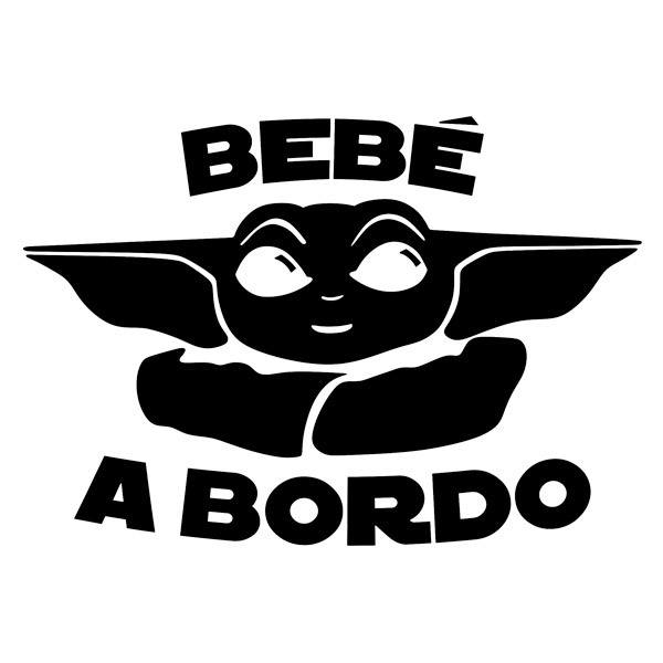 Sticker Baby Yoda On Board Spanish Muraldecal Com