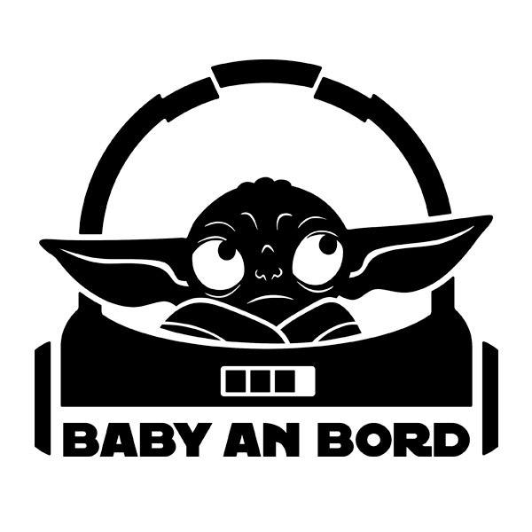 Car & Motorbike Stickers: Baby Yoda 1 on board - German