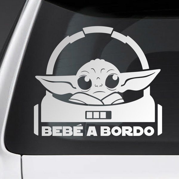Car & Motorbike Stickers: Little Yoda on board - spanish 0