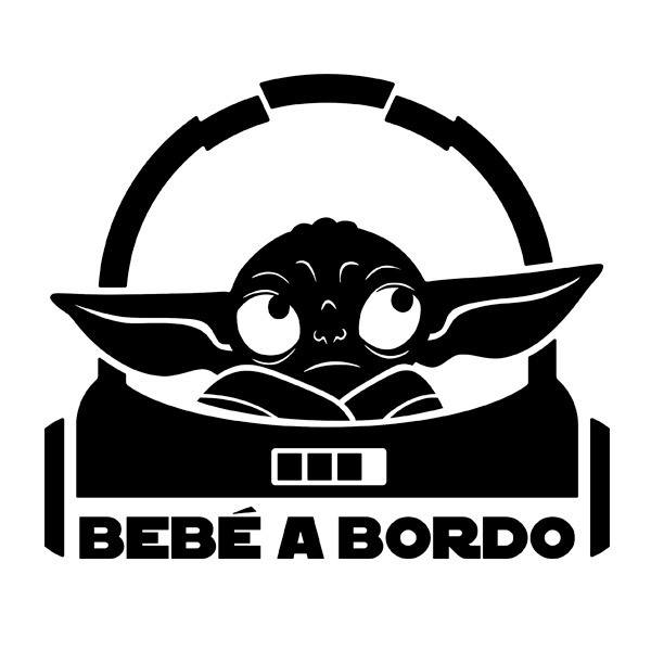 Car & Motorbike Stickers: Little Yoda on board - spanish