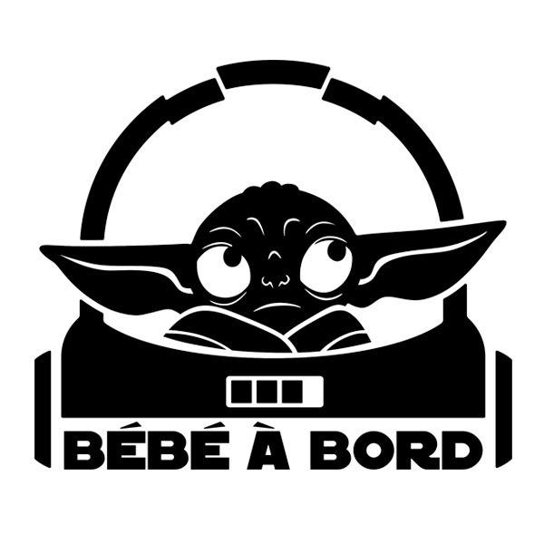 Car & Motorbike Stickers: Baby Yoda 1 on board - French