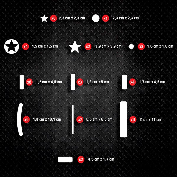 Car & Motorbike Stickers: Set 51X Simple Shapes