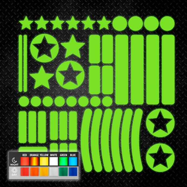 Car & Motorbike Stickers: Sticker set 51X simple reflective forms