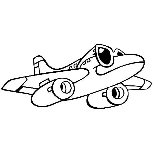 Stickers for Kids: Airplane with sunglasses