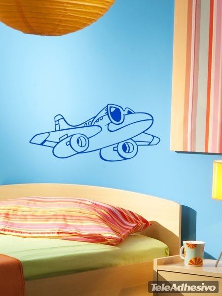 Stickers for Kids: Airplane with sunglasses