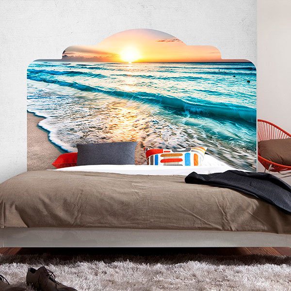 Wall Stickers: Bed Headboard Sunset on the beach