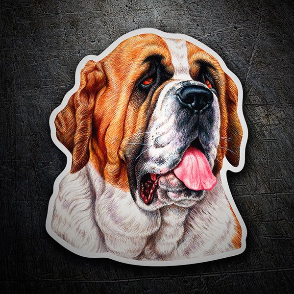Car & Motorbike Stickers: Saint Bernard Head with Tongue Out