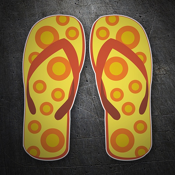 Car & Motorbike Stickers: Yellow slippers with orange polka dots