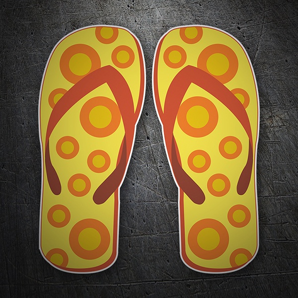 Sticker Yellow slippers with orange polka dots
