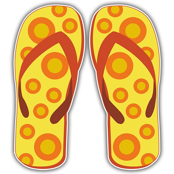 Car & Motorbike Stickers: Yellow slippers with orange polka dots