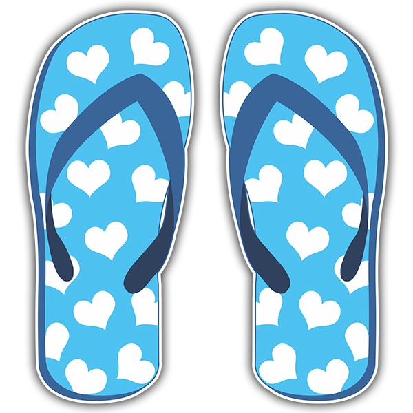 Car & Motorbike Stickers: Blue flip flops with hearts