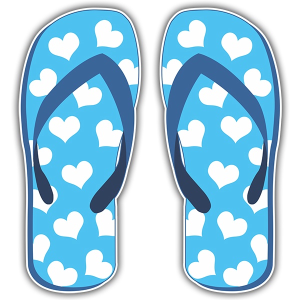 Car & Motorbike Stickers: Blue flip flops with hearts