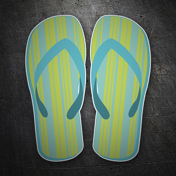 Car & Motorbike Stickers: Blue and green striped flip flops