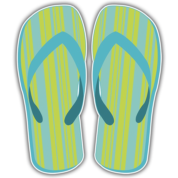 Car & Motorbike Stickers: Blue and green striped flip flops