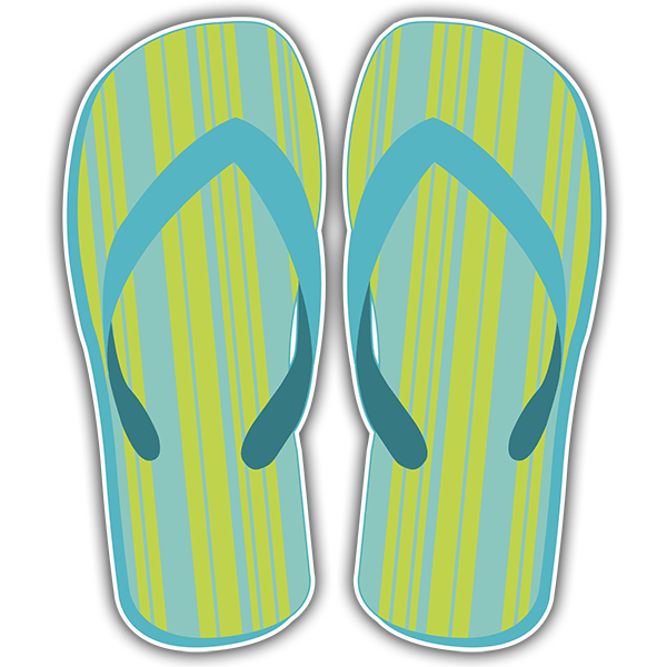 Car & Motorbike Stickers: Blue and green striped flip flops