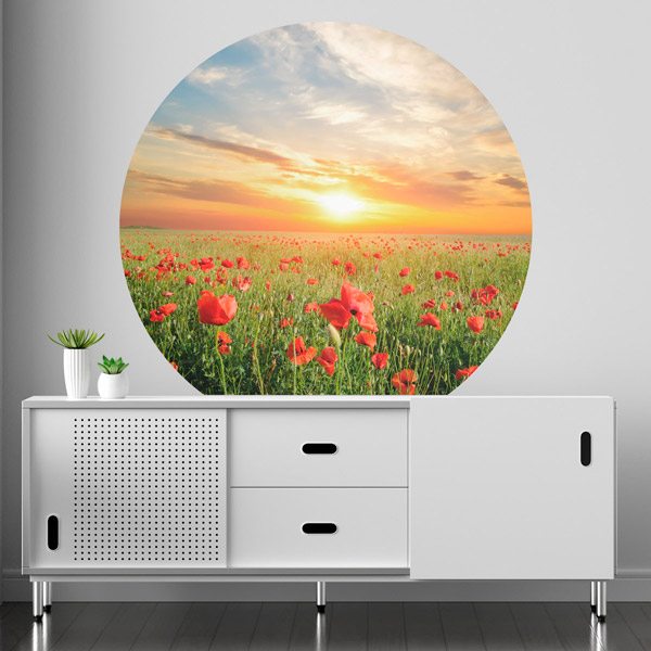 Wall Stickers: Sunset in a Poppy Field