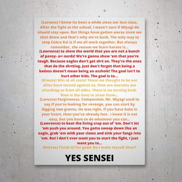 Car & Motorbike Stickers: Cobra Kai Yes Sensei