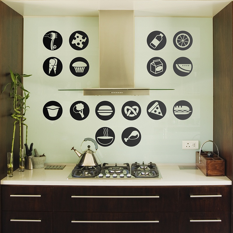 kitchen vinyl decals foods pictograms