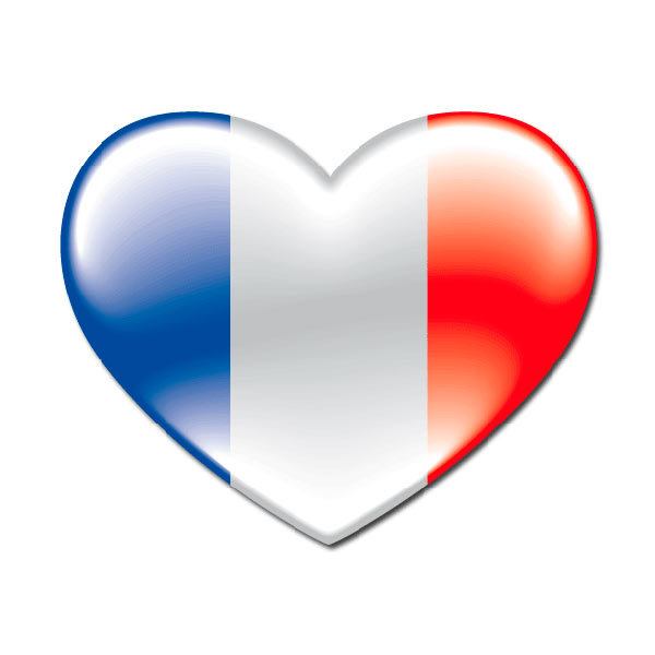 car 2 x FRENCH HEART FRANCE ENGLISH Flag van decal sticker