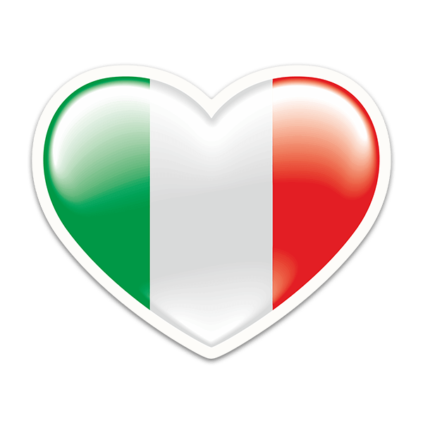 Car & Motorbike Stickers: Heart Flag Italy 0