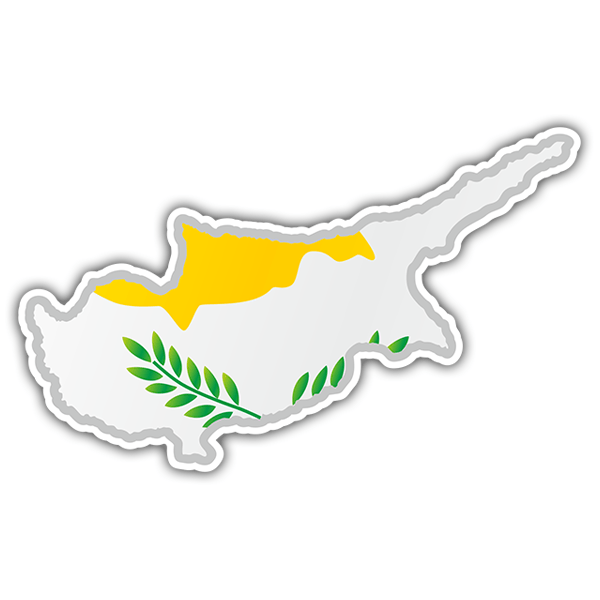 Car & Motorbike Stickers: Flag map Cyprus 0