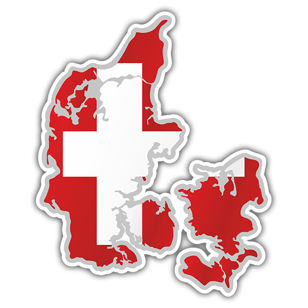 Car & Motorbike Stickers: Flag map Denmark