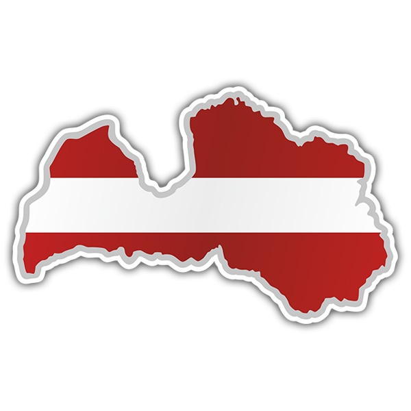 Car & Motorbike Stickers: Flag map Latvia