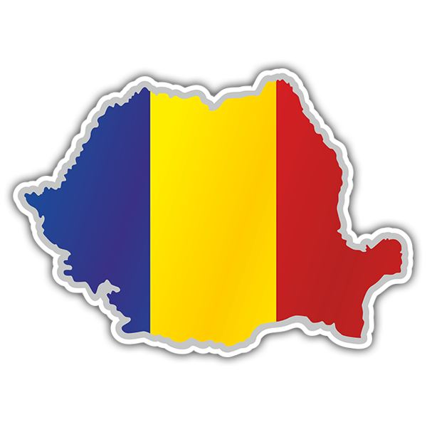 Car & Motorbike Stickers: Flag map Romania 0
