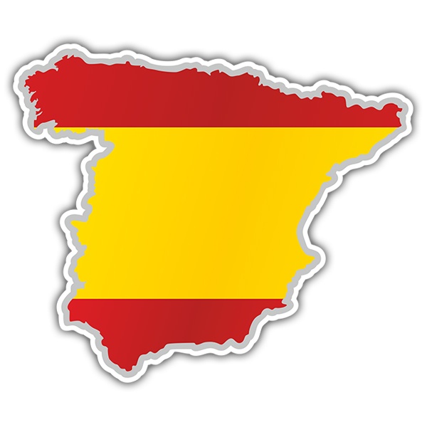 Spain Flag Map Sticker Decal - Emblem For Car, Window, Laptop - Multicolor