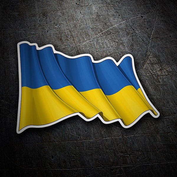 Car & Motorbike Stickers: Flag Waving of Ukraine 1