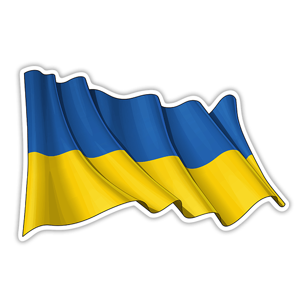Car & Motorbike Stickers: Flag Waving of Ukraine