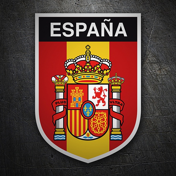 Car & Motorbike Stickers: Spain flag with coat of arms vertical