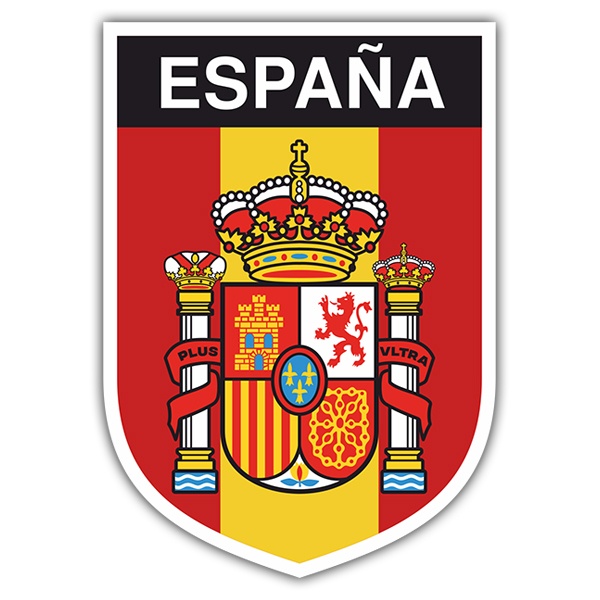 Car & Motorbike Stickers: Spain flag with coat of arms vertical