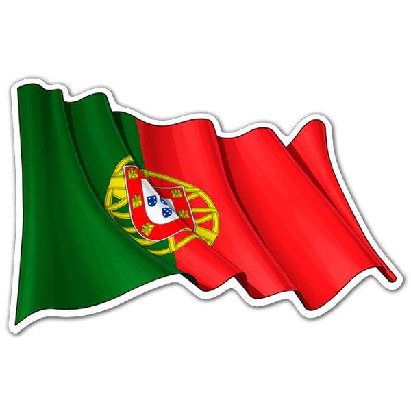 Car & Motorbike Stickers: Flag of Portugal waving