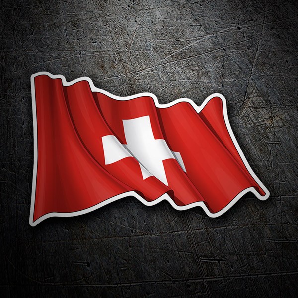 Car & Motorbike Stickers: Flag of Switzerland waving