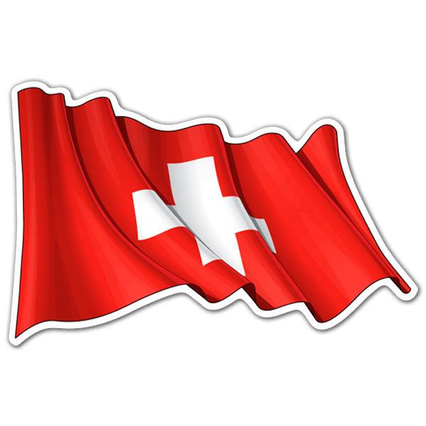 Car & Motorbike Stickers: Flag of Switzerland waving