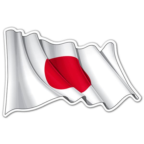 Car & Motorbike Stickers: Flag of Japan waving