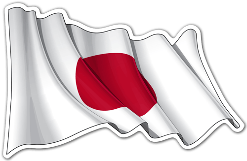 Car & Motorbike Stickers: Flag of Japan waving