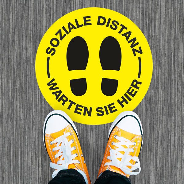 Car & Motorbike Stickers: Floor Sticker Soziale Distanz in German