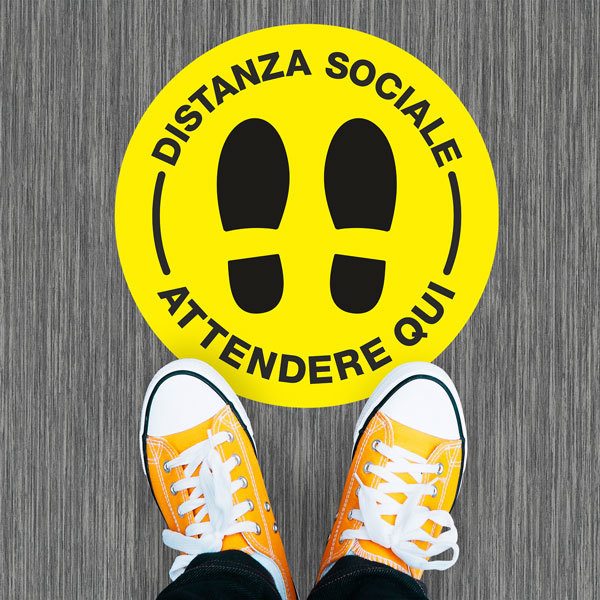 Car & Motorbike Stickers: Floor Sticker Distanza Sociale in Italian