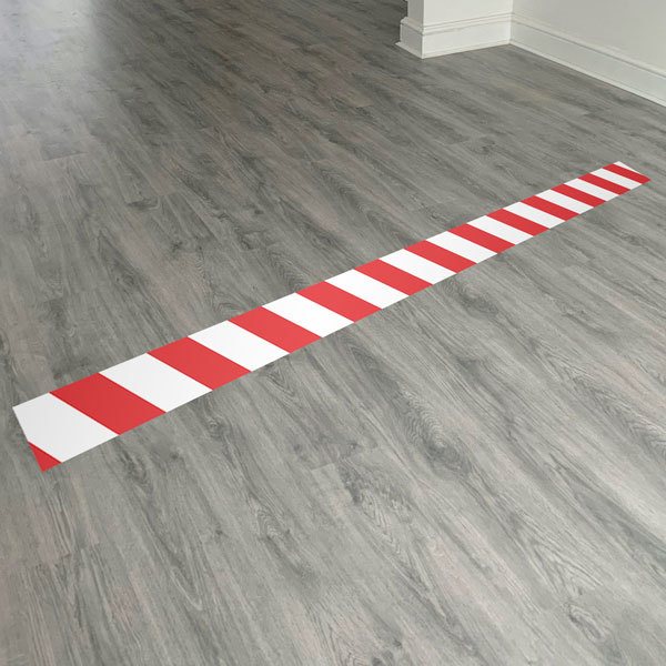 Car & Motorbike Stickers: Set 6X Floor White and Red Bands 1