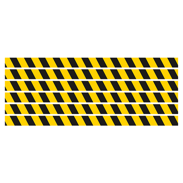 Car & Motorbike Stickers: Set 6X Floor Yellow and Black Bands 0