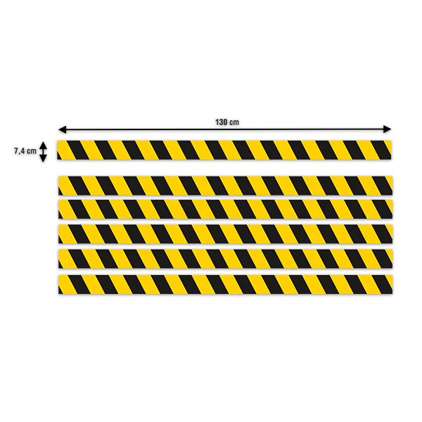Car & Motorbike Stickers: Set 6X Floor Yellow and Black Bands