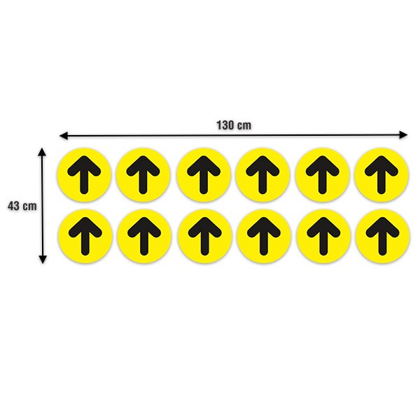 Car & Motorbike Stickers: Set For Floor 12X Black and Yellow Arrows