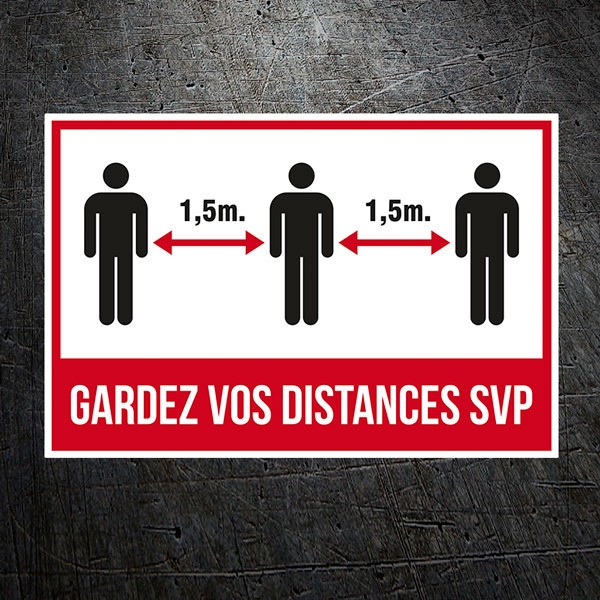 Car & Motorbike Stickers: Covid19 protection keep the distance in french